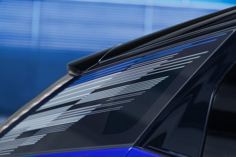 Close-up of the Modern Pattern on the 2026 OPTIQ-V Rear Quarter Glass | Valley Cadillac in ROCHESTER NY